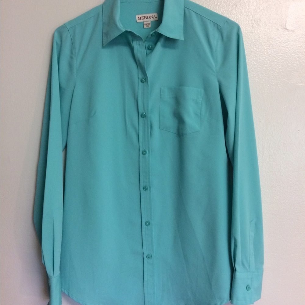 Aqua blue button down Merona shirt XS